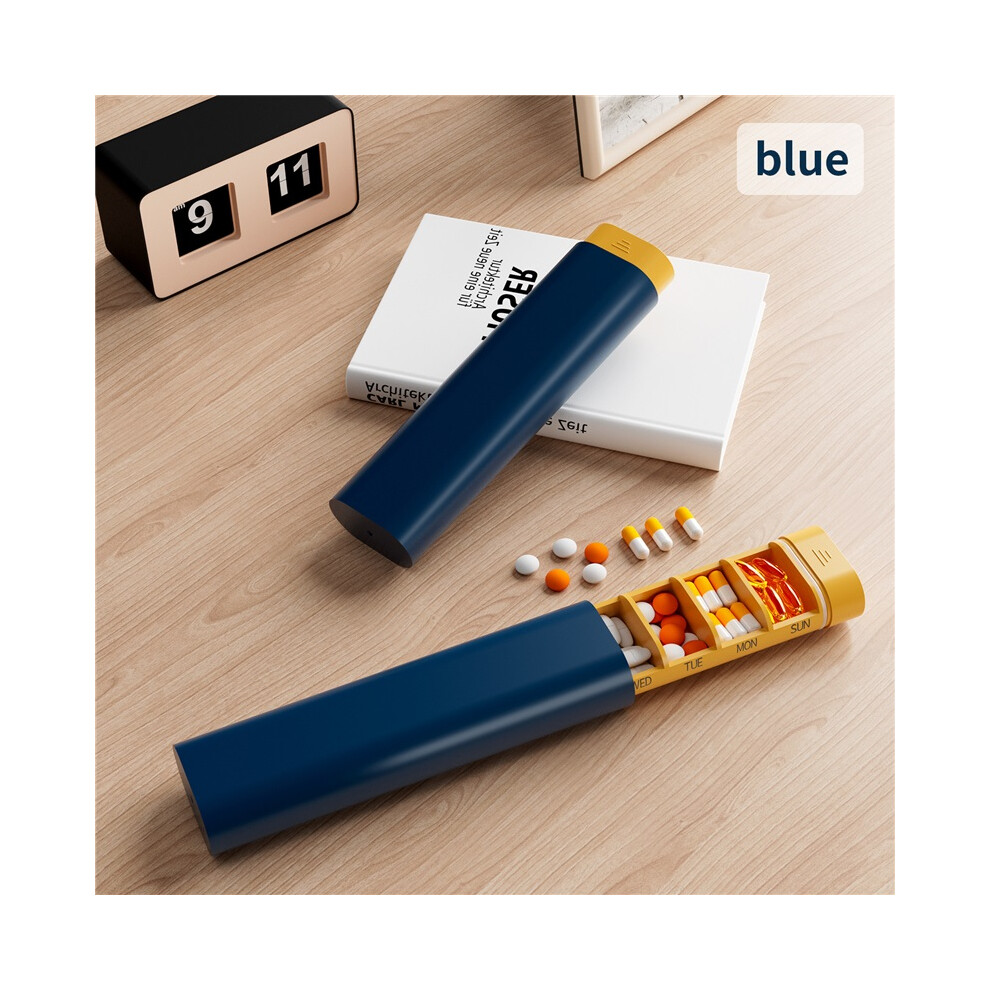 Stoyotu Blue (Blue) Portable Weekly 7 Day Pill Box Organizer Daily Container Medicines Box Pill Cases For Vitamin Fish Oils Or Supplements