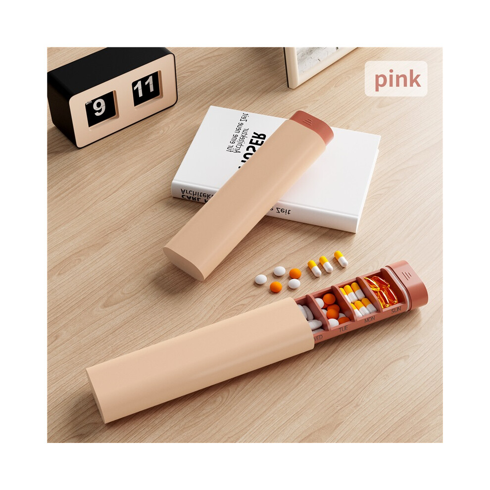 Stoyotu Pink (Pink) Portable Weekly 7 Day Pill Box Organizer Daily Container Medicines Box Pill Cases For Vitamin Fish Oils Or Supplements