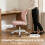 Homcom HOMCOM Armless Office Chair with Mesh Back, Pink 4