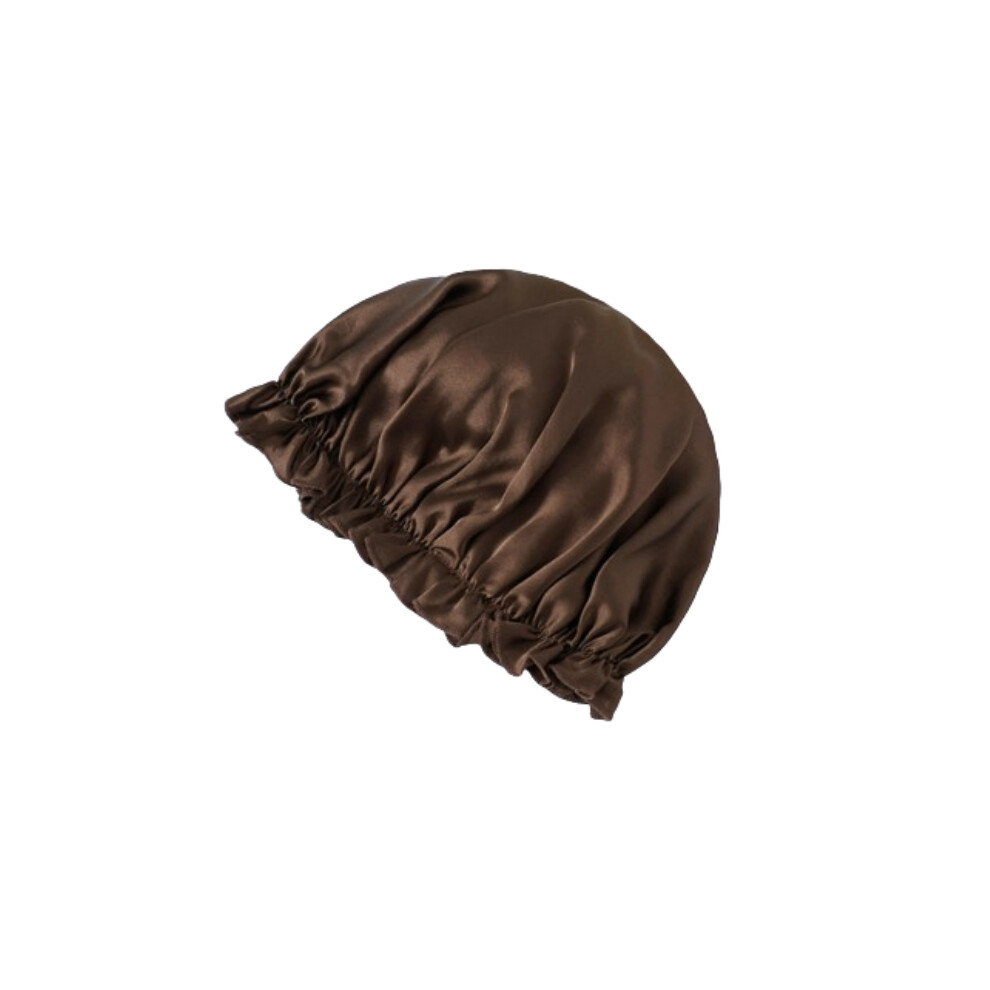 Inf 100% Silk Sleep Cap For Women, Soft Headscarf For Sleeping Coffee L