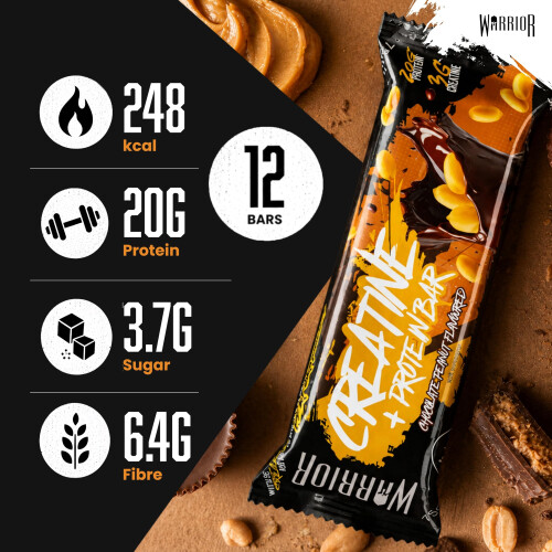 Warrior Warrior RAW Creatine Protein Bar, 20g High Protein Oat Flapjack With 1