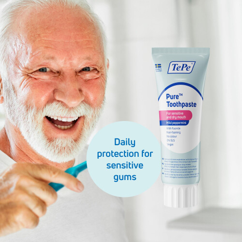 Tepe TePe Pure Toothpaste, mild Peppermint, Very Gentle Everyday Fluoride 1