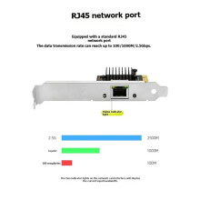 2.5G PCI-E to RJ45 Network Card RTL8125B Chip 100/1000/2500Mbps Ethernet LAN Adapter PCIe X1 PC Wired Network Controller