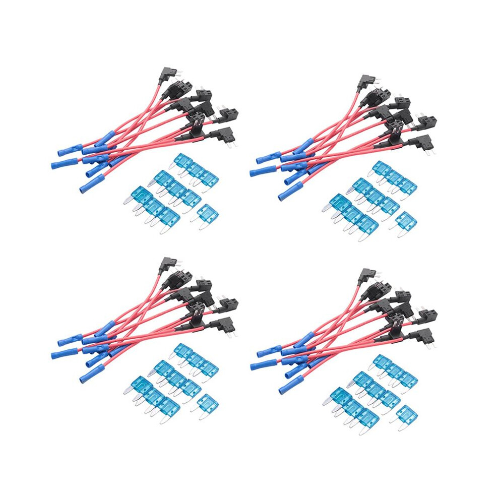 40 Pack - 12V Car Add-A-Circuit Fuse Tap Adapter Atm Apm Blade Fuse Holder Red 6032285003623