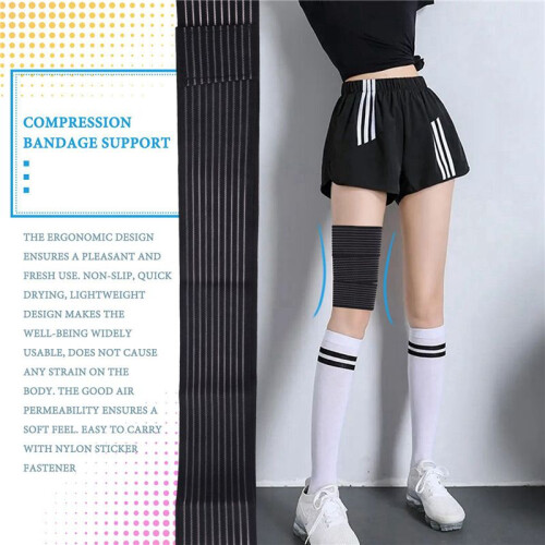 3X Extra Long Elastic Knee Wrap Compression Bandage Brace Support Knee Compression Bandage Wraps for Legs Movement 2