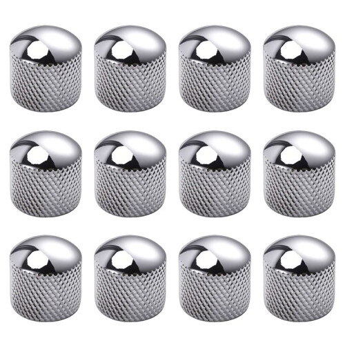 12X Guitar Dome Control Knobs for  Tele Replacement, Silver