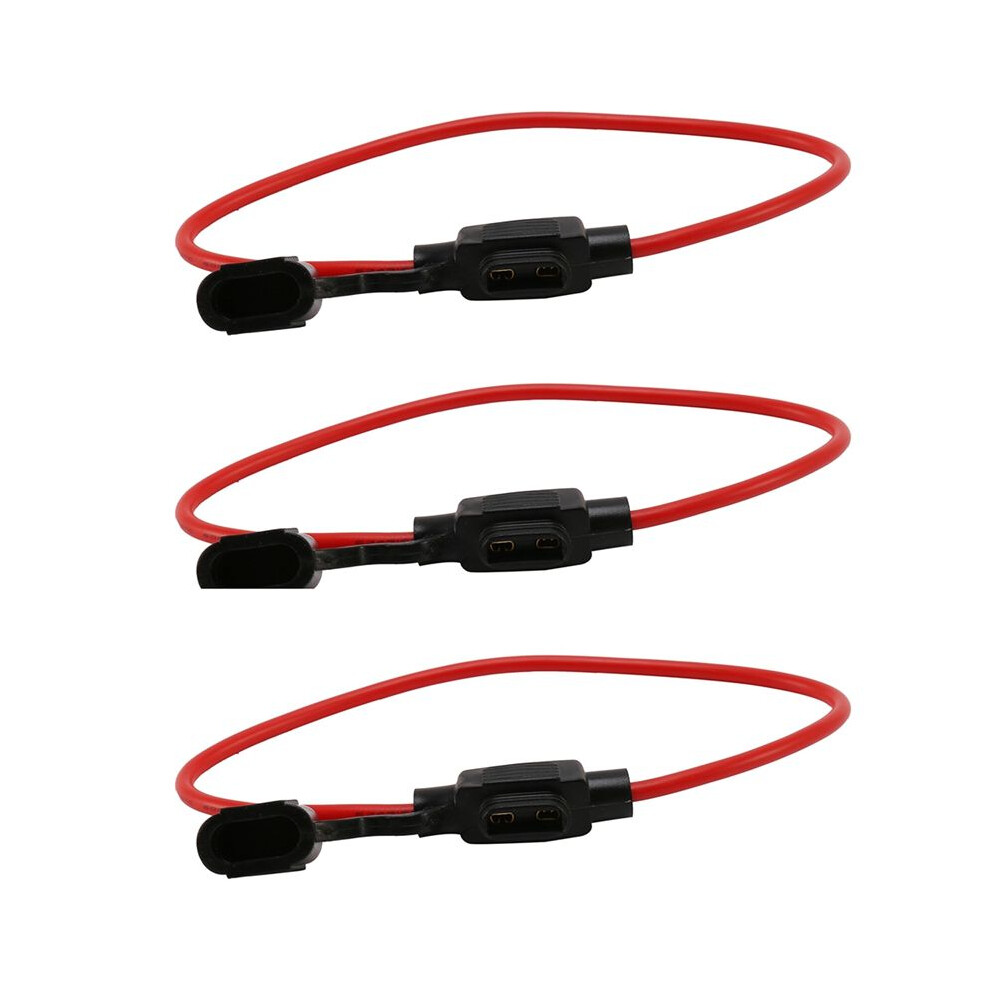 3X 14Awg Wire In- Car Automotive Blade Fuse Holder Fuseholder 20A Red 6033113263929