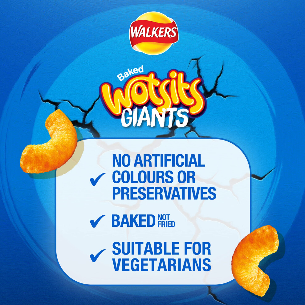 Walkers Wotsits Giants Really Cheesy Vegetarian Baked Snacks 130 G