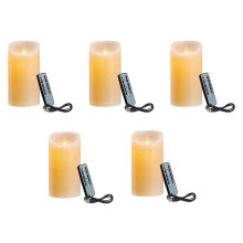 5X LED Candles, Flickering Flameless Candles, Rechargeable Candle, Real Wax Candles with Remote Control,10cm A