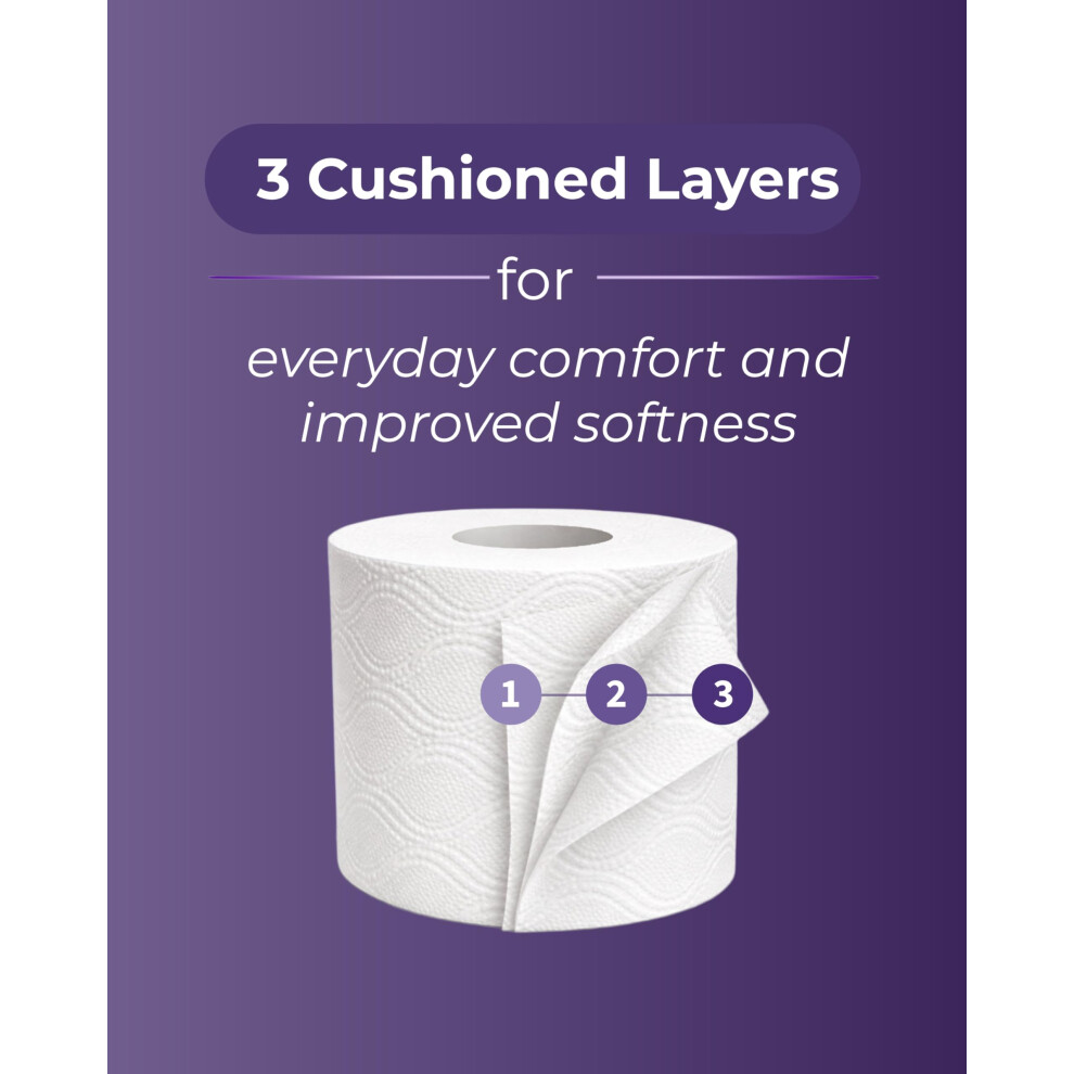 Phoenix Soft Fragranced Luxury Toilet Rolls Bulk Buy - Quilted 3 Ply Toilet Paper - Pack Of 120 Toilet Tissue (12 X 10 Packs) (120 Pac Lavender/White