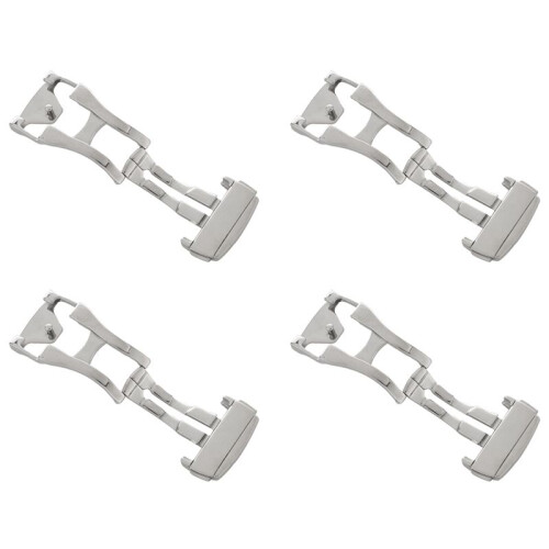 4pcs 18mm Stainless Steel Deployant Watch Strap Folding Buckle Clasp for , Smooth 18mm