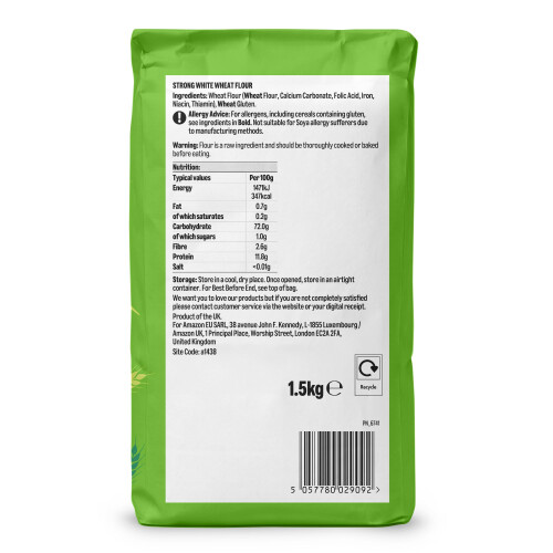 by Amazon Strong White Flour, 1.5kg, Perfect for bread 1