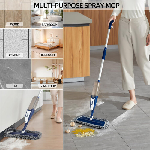 Floor Cleaning Spray Mop with 360 Rotation - Multi Surface Floor Cleaner for We 2