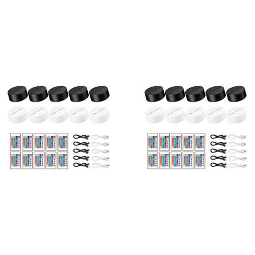 20 Pack 3D Night LED Light Lamp Base + Remote Control + USB Cable, 16 Colors Light Show Display Stand for Acrylic