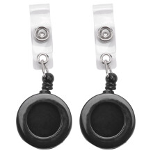 2 Pcs Badge Holder Retractable Reel YOYO Clip Snap Button ID Card Key Black