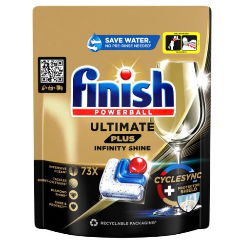 Finish Finish Ultimate Plus Infinity Shine Dishwasher Tablets Intensive Cleaning, Diamond Shine + Tableware Protection, 365 Tablets 1
