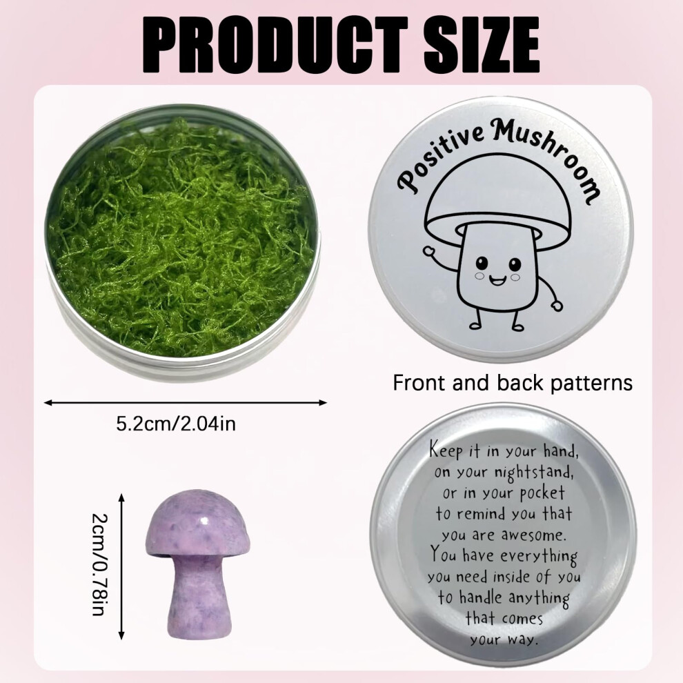 Zenthraa Amethyst Crystal Mushroom In Tin Box, Emotional Support Mushroom, Mushroom Trinkets & Gifts, Healing Crystal Gifts For Women, Spiritual Gift
