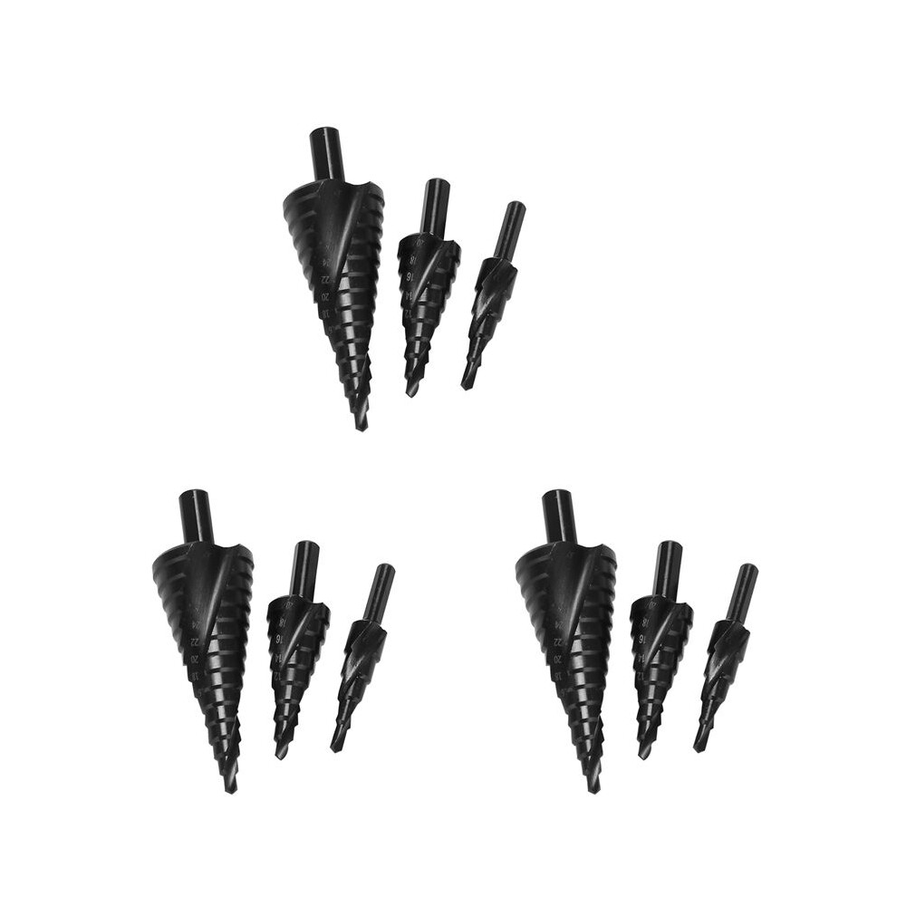 9Pcs 4-32Mm Hss Cobalt Step Drill Bit Set Nitrogen High Speed Steel Spiral For Metal Cone Triple-Cornered Shank 4711892121075