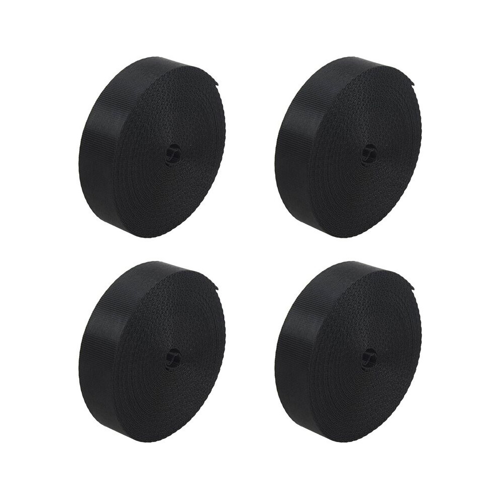 4X Black 10 Yards Nylon Webbing Tape Multi-Use Strap Strapping (25Mm) Width 4713193342364