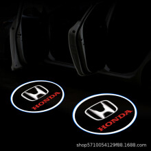 (For Honda) 2PCS Car Door Decoration 3D Wireless Projector Lamp HD Welcome Lights, Carbon fiber textured shell