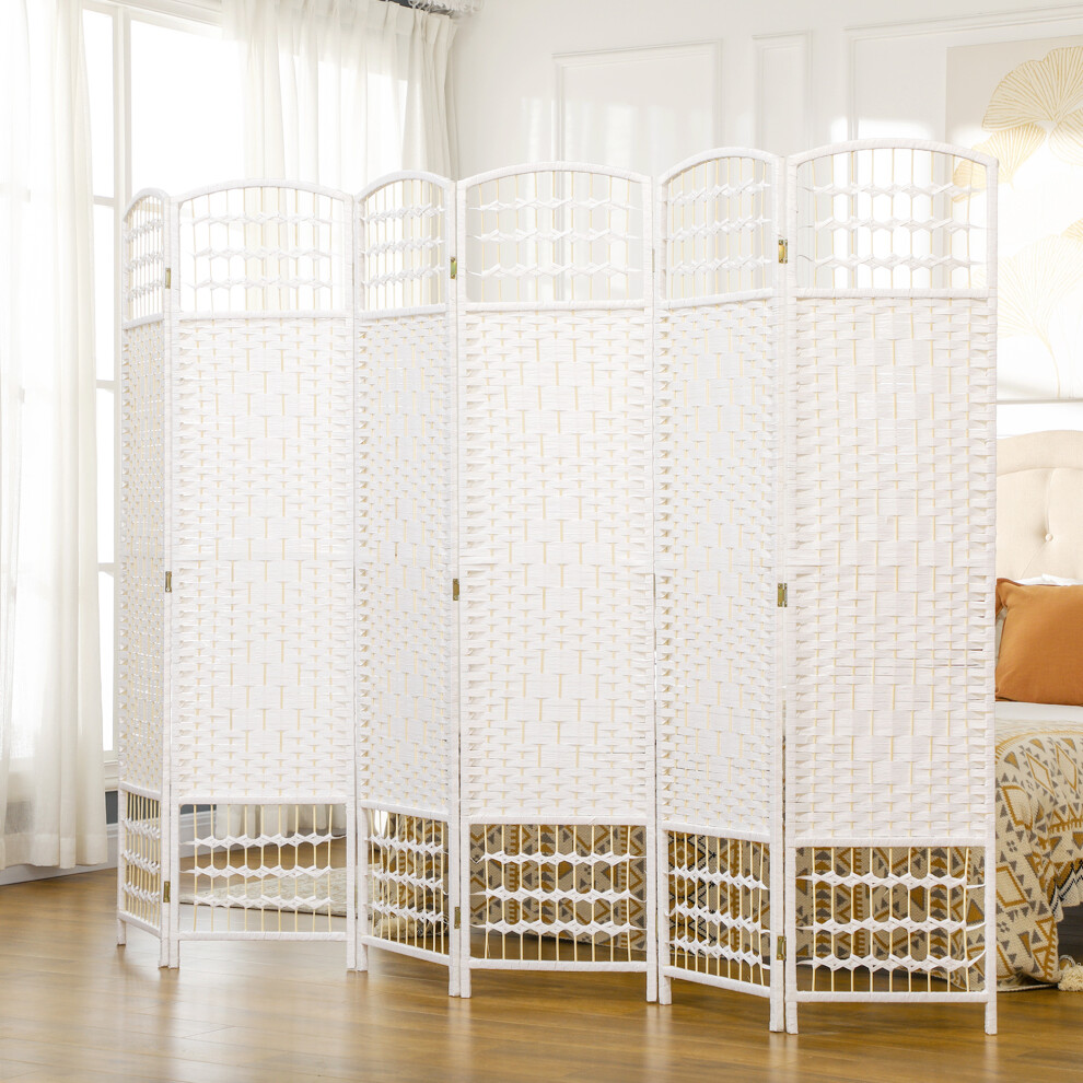 Homcom 6 Panel Folding Room Divider, Freestanding Privacy Screen, White
