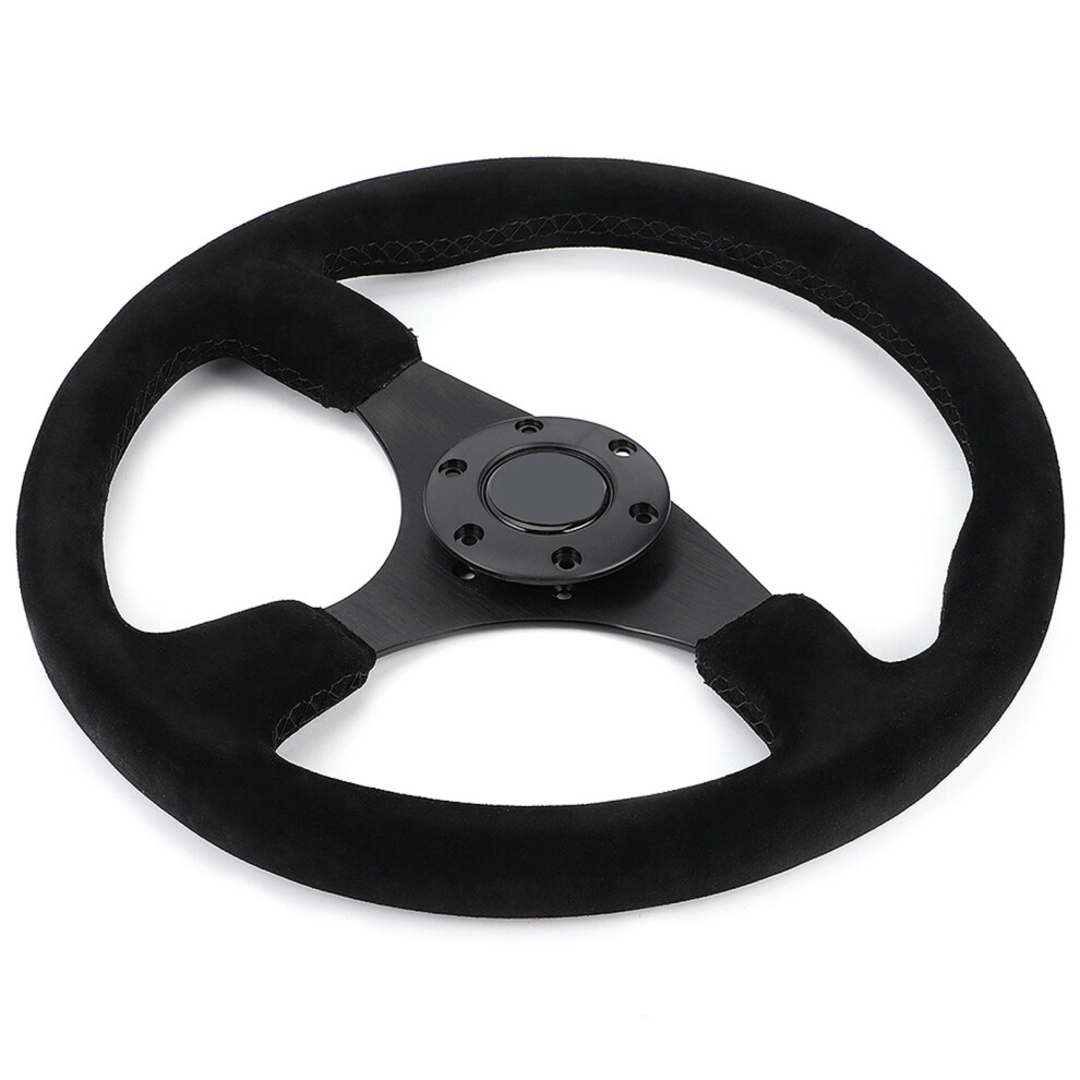 Suede 350Mm Racing Steering Wheel Black 7293282807839