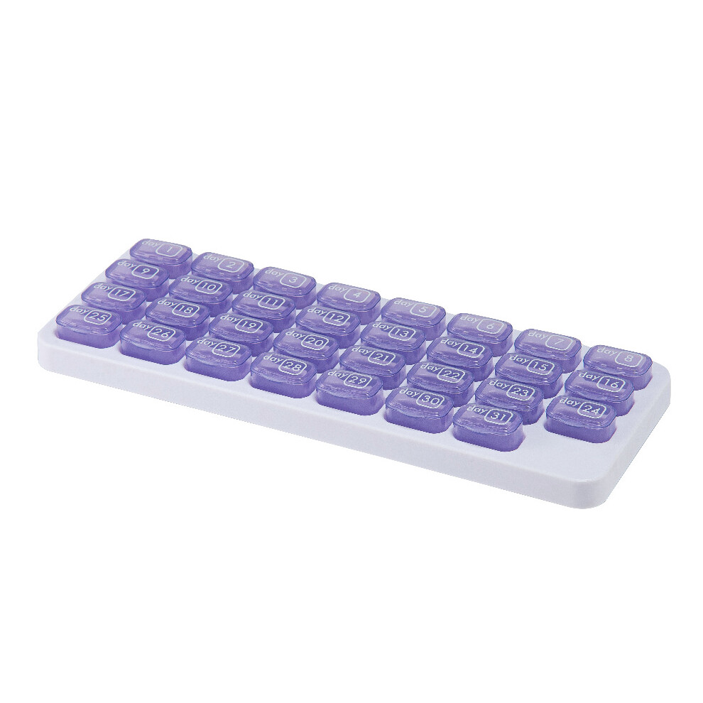 Stoyotu Purple (Purple) 31 Grids Pill Box Case Container Organizer Travel Pill Case Storage Box One Month Pill Medicine Dispenser Tablet