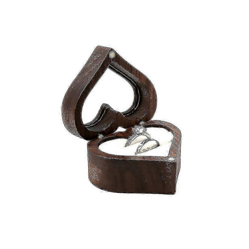 1Pcs Wooden Unique Heart Shape Ring Box