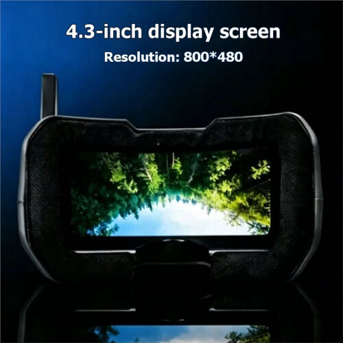 HGLRC Óculos FPV VR001 5.8G com Tela LCD de 4,3 Polegadas (800x480), DVR de 4,9 A 6,0 GHz para Gravação de Vídeo e Receptor para Drones de Corrida 2