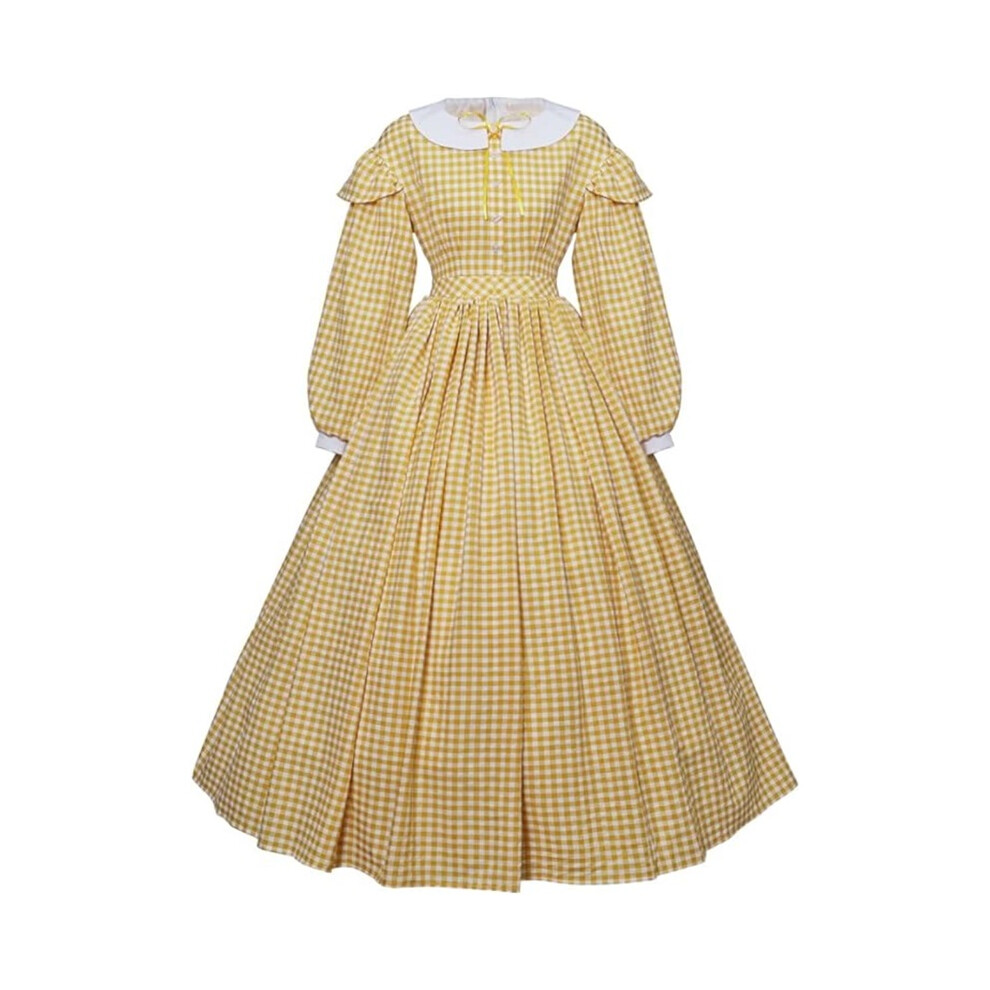 (, L) Women Civil War Dress Victorian 1860S Ball Gown Southern Belle Costume Yellow