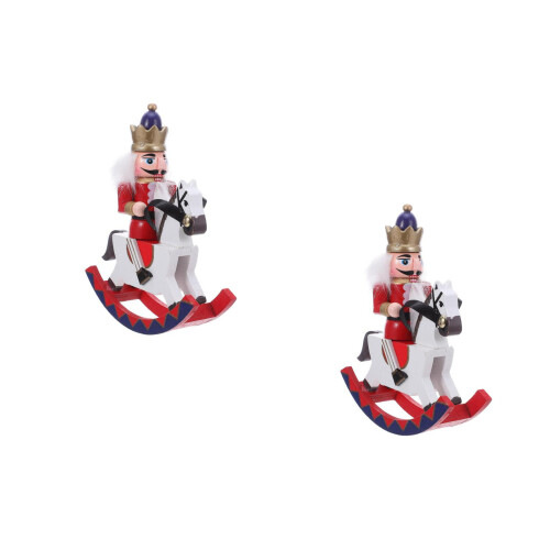 2Pièces Figurines Casse- En Bois Rouge Décor De Noël Miniature 1