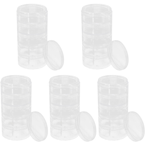 5Pièces Boîte Transparente Empilable Pour Cosmétiques Perles 1