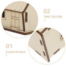 Kit 1Miniature Maison Bois Khaki Décorative Éducative