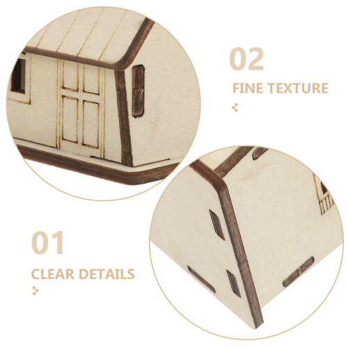 Kit 1Miniature Maison Bois Khaki Décorative Éducative