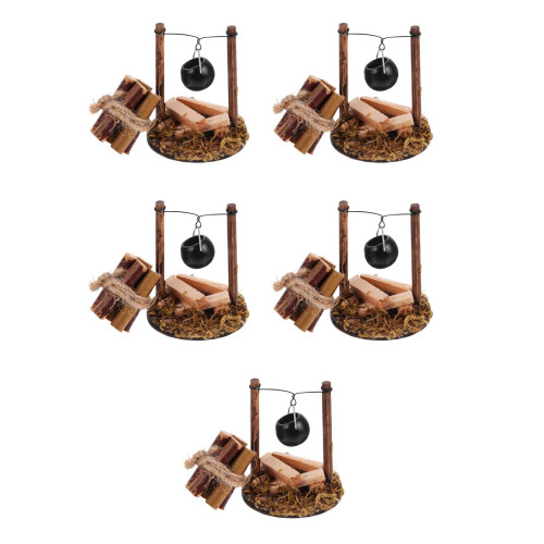 5Ensembles Décor Miniature Jardin Pot Suspendu En Bois 1