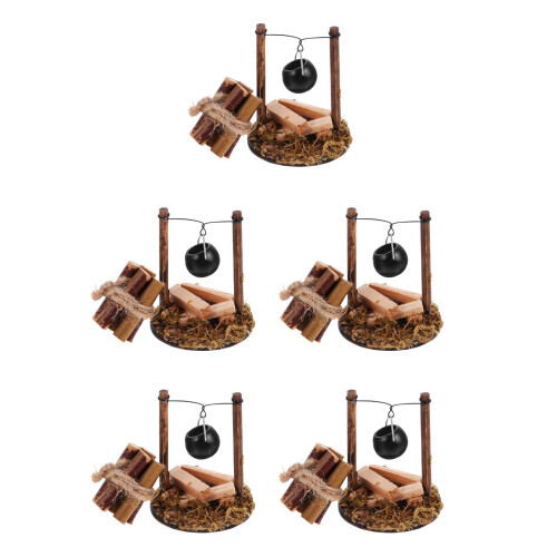 5Ensembles Décor Miniature Jardin Pot Suspendu En Bois 2