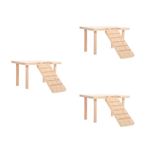 3Pièces En Bois Beige Pour Cage Hamster Jeux Escalade 2