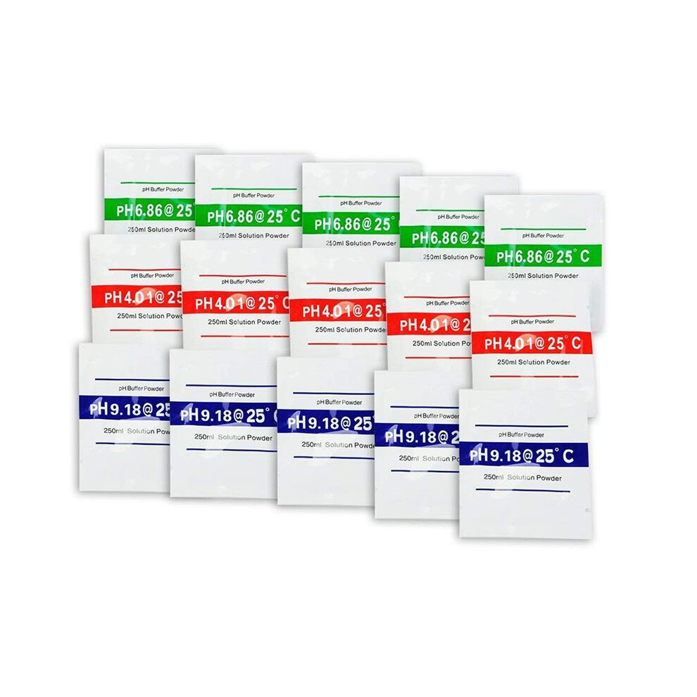 15 Pack Ph Meter Buffer Solution Powder 6.86/4.00/9.18, Ph Calibration Solution Packets For Precise Ph Meter 4713626585030