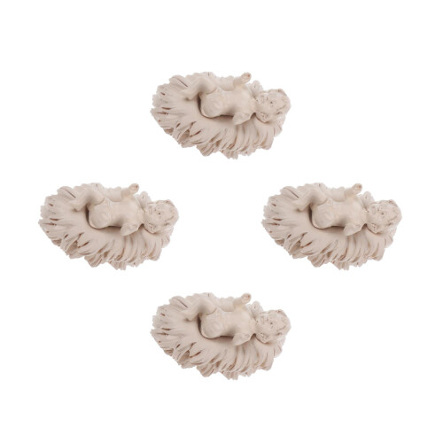4Pièces Statue Bébé Résine Grise Mini Décor Religieux Crèche 1