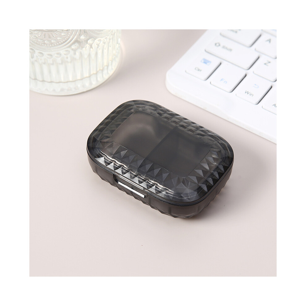 Stoyotu (Black) 1Pc Pill Case For Purse Mini Pill Organizer Portable Travel Daily Pills Containers Am&Pm Mini Pill Box For Vitamin,Fish Oil