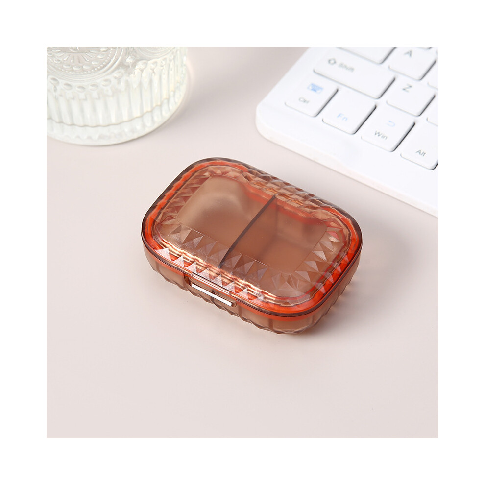 Stoyotu (Orange) 1Pc Pill Case For Purse Mini Pill Organizer Portable Travel Daily Pills Containers Am&Pm Mini Pill Box For Vitamin,Fish Oil