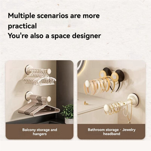 2pcs Suction Cup Clothes Hanger Storage Organizer Home Balcony Multi-Functional Wall-Mounted Hanger Gray 1