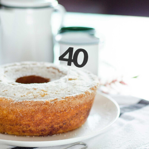 24Pièces Décorations Gâteau 40 Anniversaire Papier Noir 2