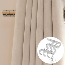 3Pièces Supports Rideaux Double Tringle Fer Argenté Style Solidité