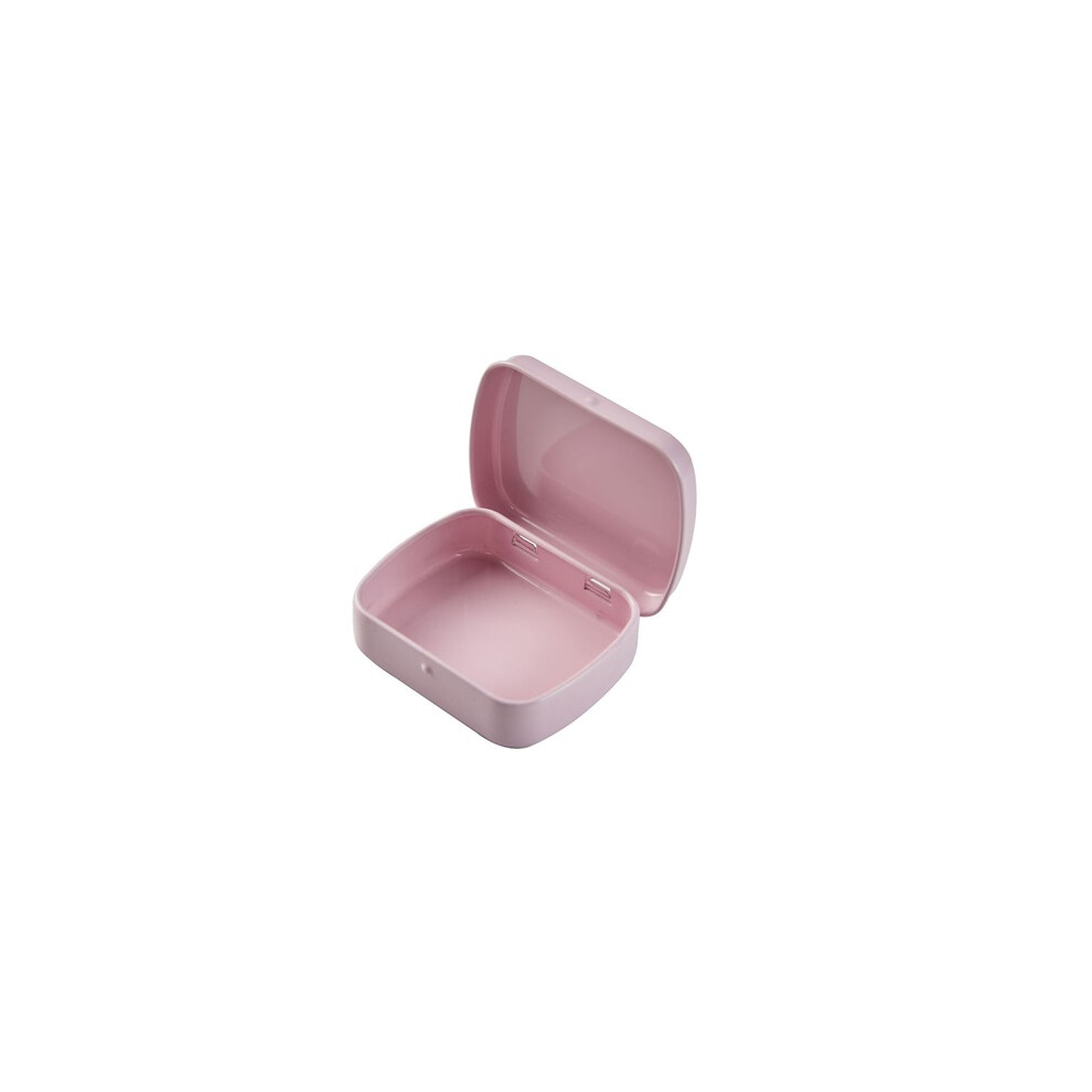 Stoyotu Pink (Pink) Metal Rectangular Empty Mini Tin Box Tinplate Push Candy Pill Cases Bins Jar Hinged Containers Small Organizer Storage Box