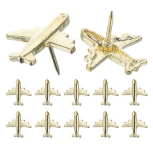 36Stk Kreative Metall Flugzeug Pins Gold Stabile Reißnägel Zuhause