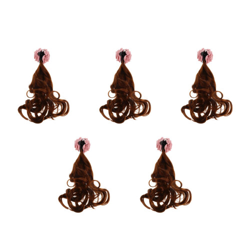 5Pièces Extensions Colorées Clips Fleurs Bouclés Marron Femme