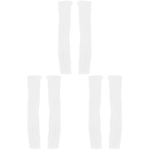 3Paires Mitaines Tricotées Blanches Chaudes Hiver