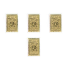 4Pièces Petite Carte Amulette Or Chance Fortune Protection