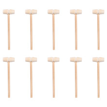 50Pièces Mini Maillets En Bois Naturel Marteaux Légers Long Manche